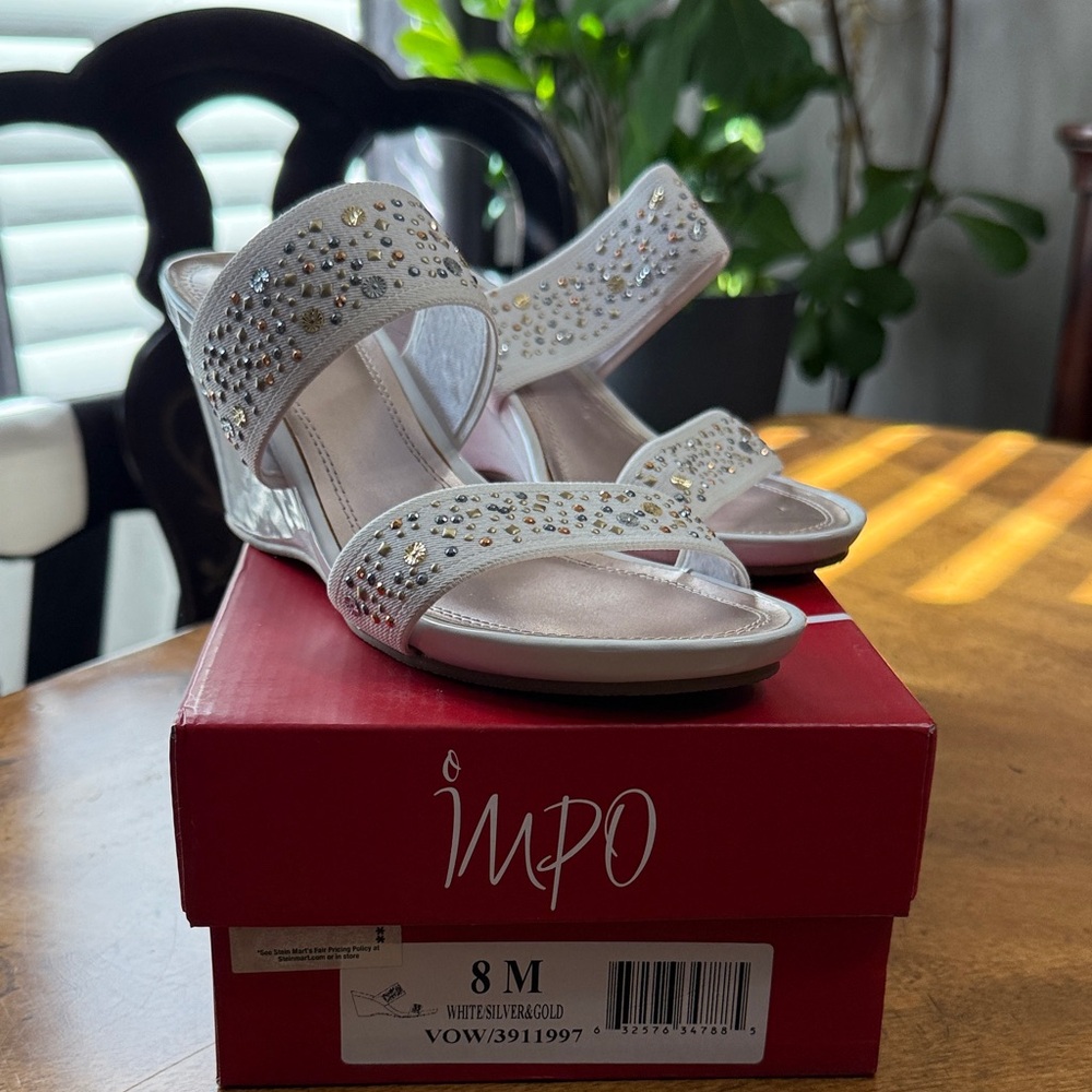 Impo Women's Sandals in White with Gold Accents